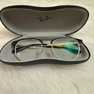 Ray-Ban Gold and Black Round Glasses